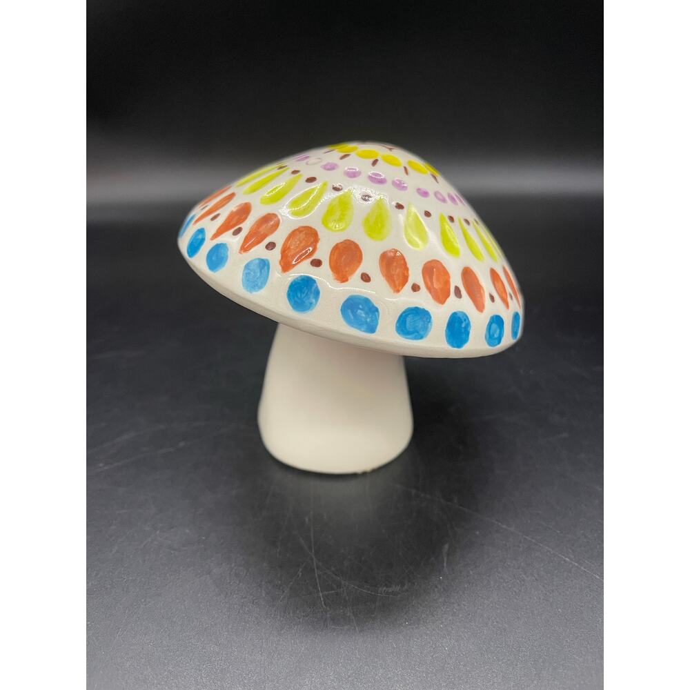 Ceramic Boho Mushroom Colorful Figurine 4" Fairy Garden